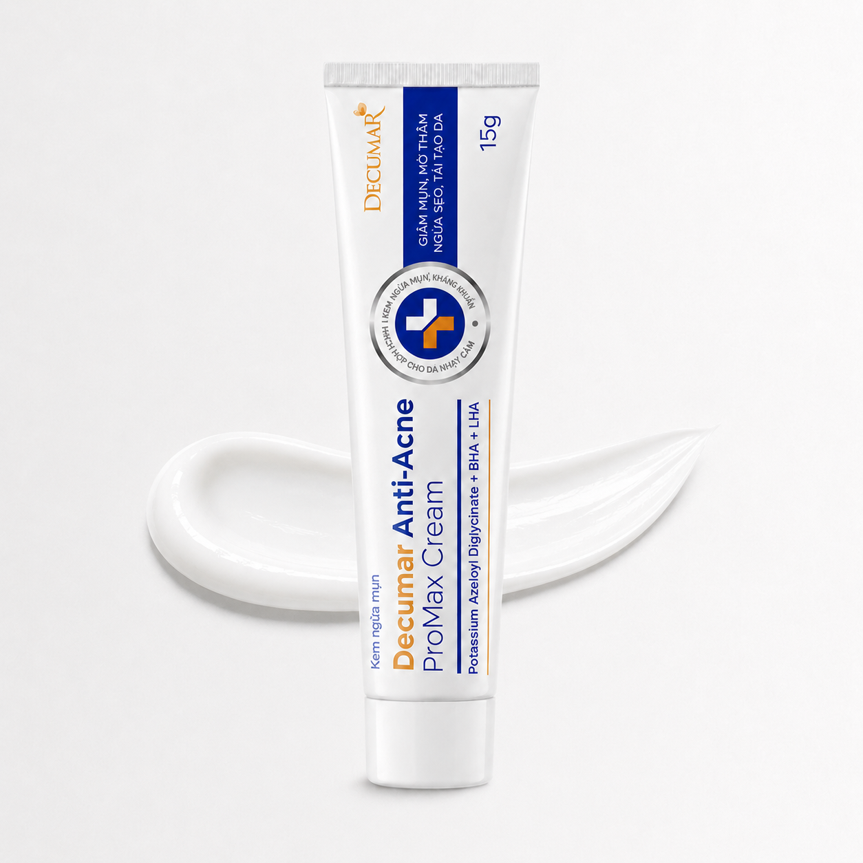 Tube of Decumar ProMax Cream on a white background