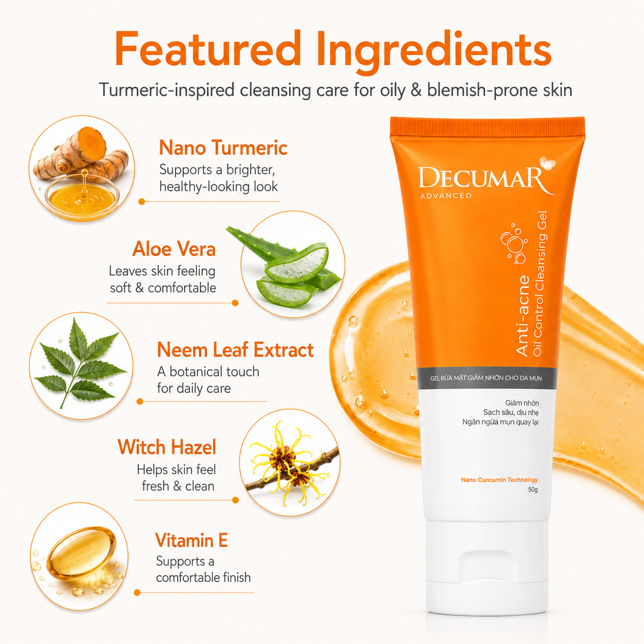 Decumar Nano THC Clarifying Blemish Control Cleansing Gel 50g