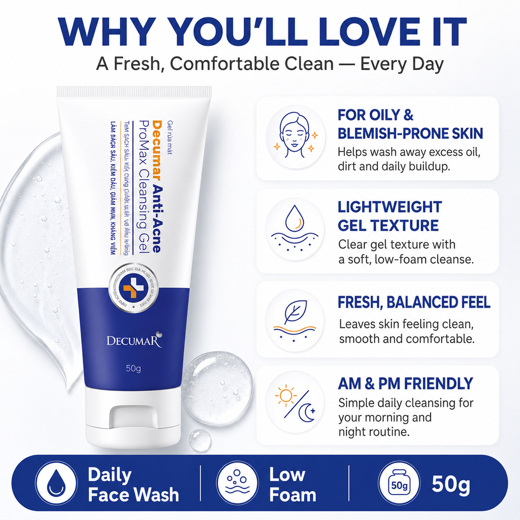 Decumar Promax Gentle Gel Cleanser for Oily & Acne-Prone Skin