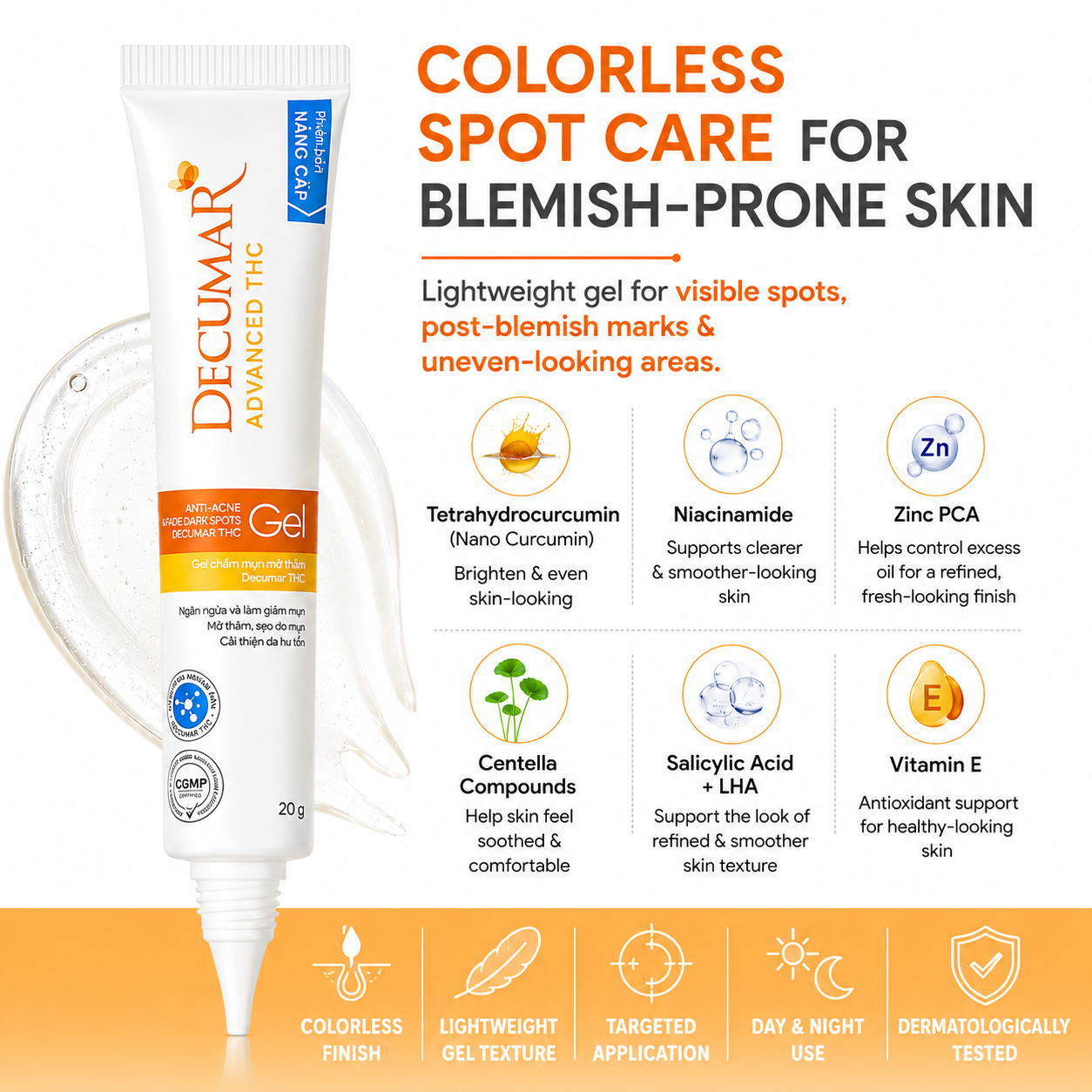 Decumar Nano THC Blemish Gel Cream 20g - Vegan cosmetic